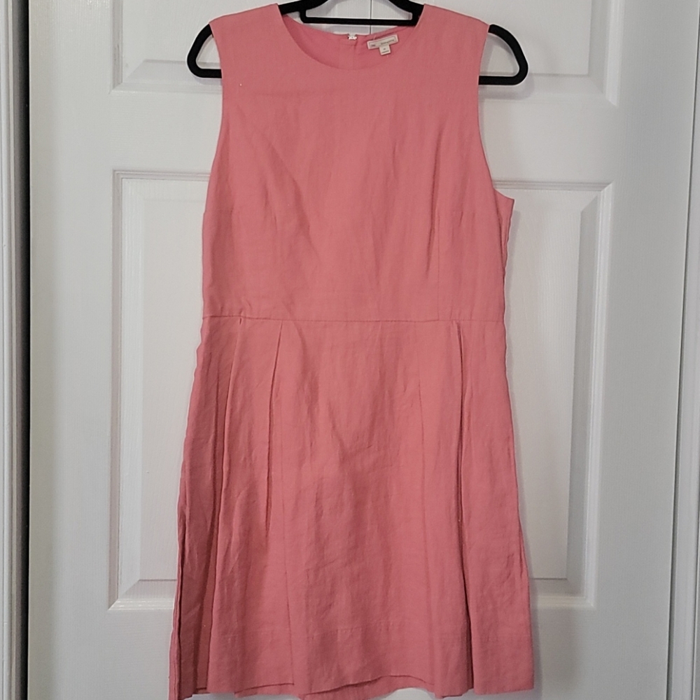Gap Linen Fit & Flare Dress Pink Pockets Sz 10